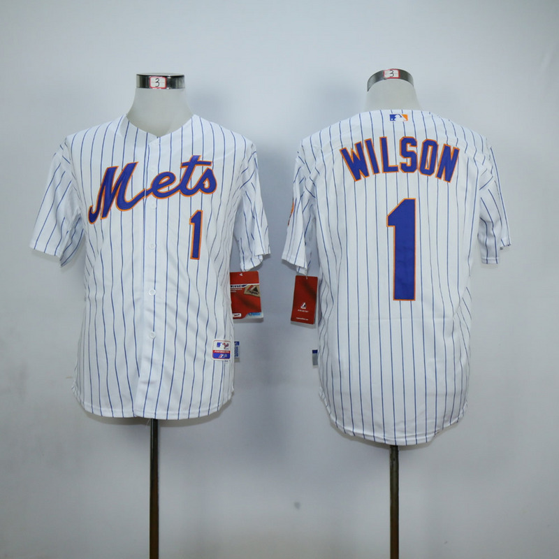 Men New York Mets #1 Wilson White MLB Jerseys
